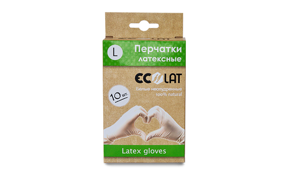 Перчатки медицинские EcoLat белые, размер L