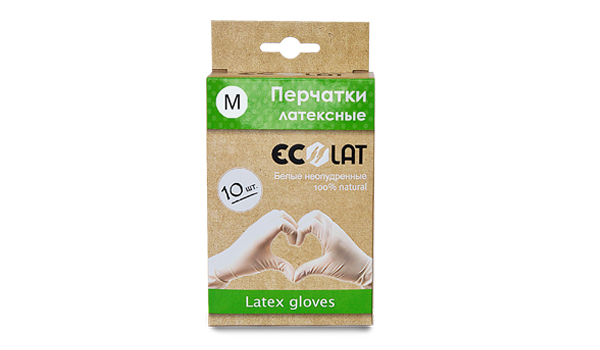 Перчатки медицинские EcoLat белые, размер M