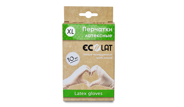 Перчатки медицинские EcoLat белые, размер XL