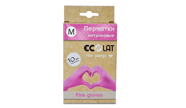 Перчатки медицинские EcoLat розовые, размер M