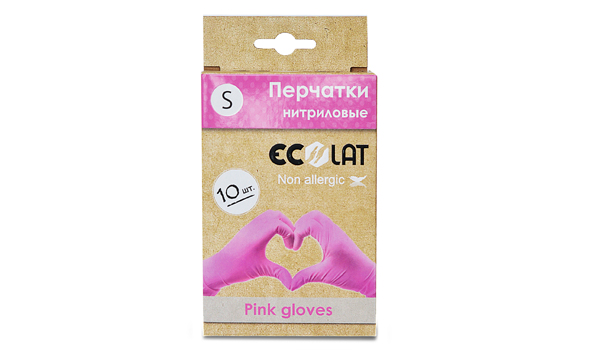 Перчатки медицинские EcoLat розовые, размер S