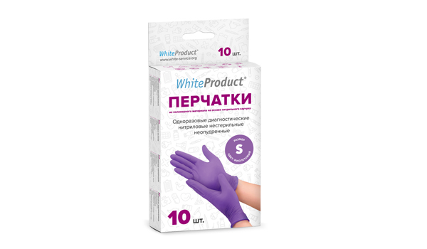 Перчатки медицинские WHITE PRODUCT размер S, фиолетовые