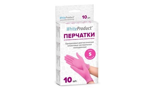 Перчатки медицинские WHITE PRODUCT размер S, розовые